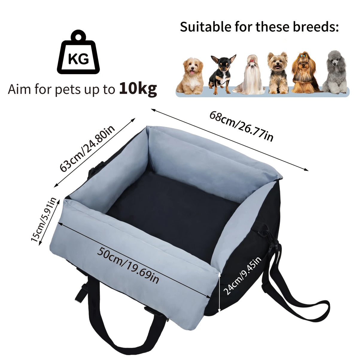 Borwart Portable Dog Car Seat Pet Booster Travel Carrier
