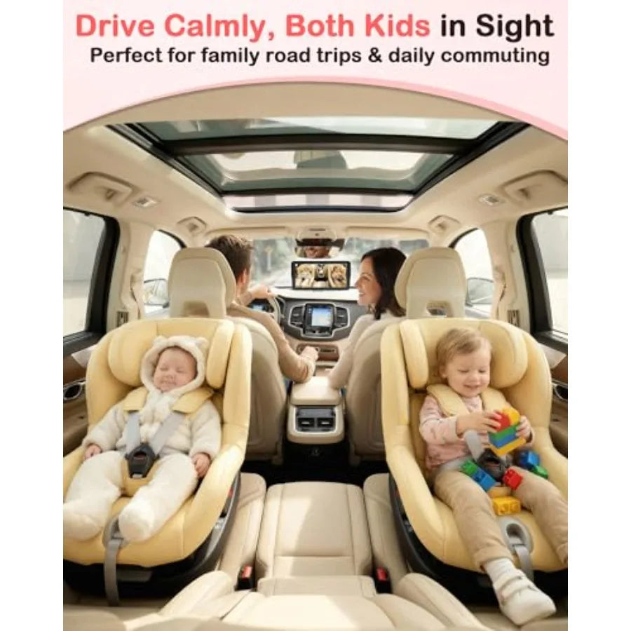 Dual Baby Car Camera Split Screen 1080P IR Night Vision