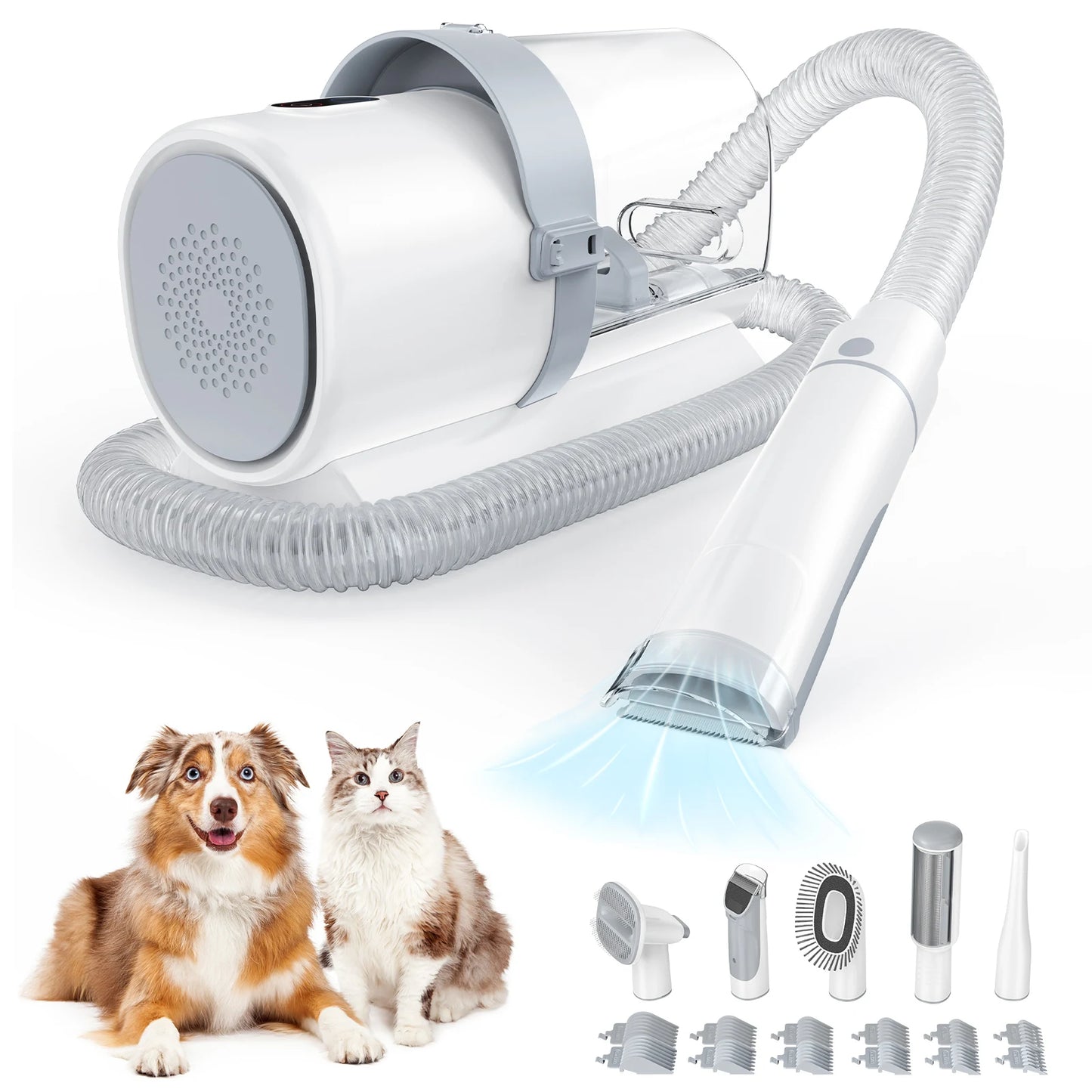 Pet Grooming Vacuum Kit With Cordless Low Noise Clippers and 3 Suction Modes