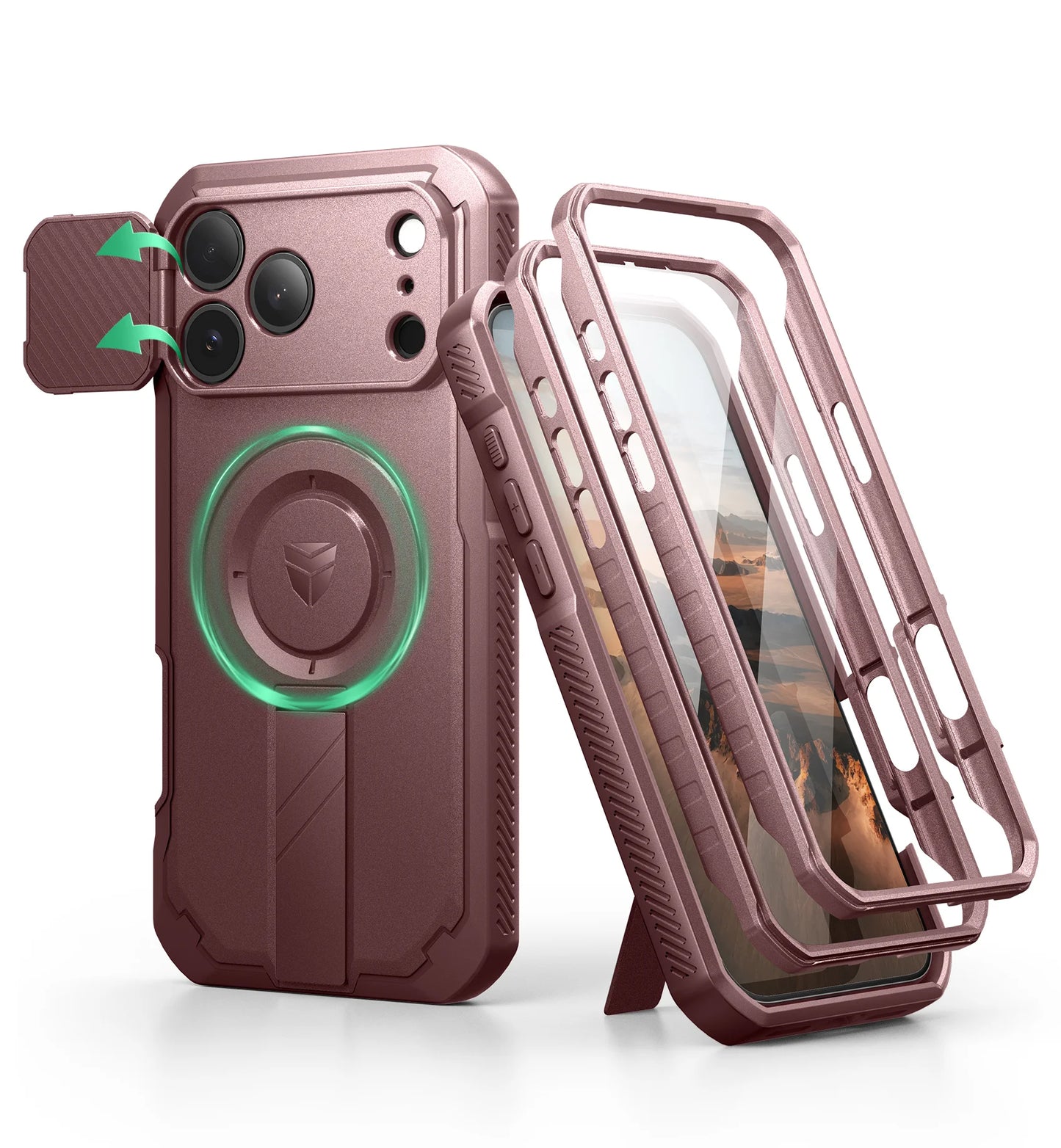 DEXNOR iPhone 17 Pro Max Case With Camera Cover And Kickstand MagSafe