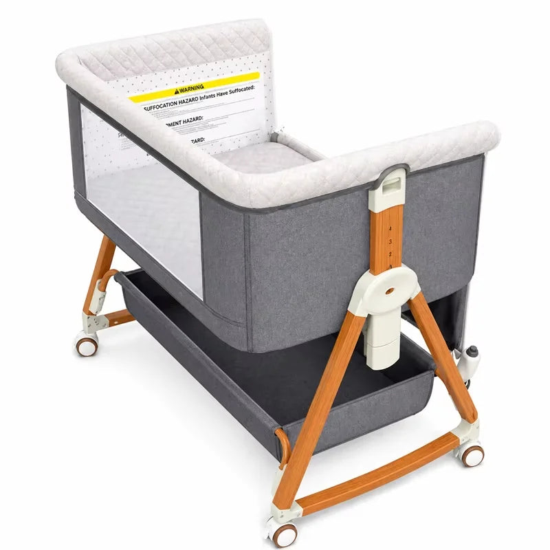 Baby Bassinet Bedside Crib 3 In 1 Foldable Rocking Wheels