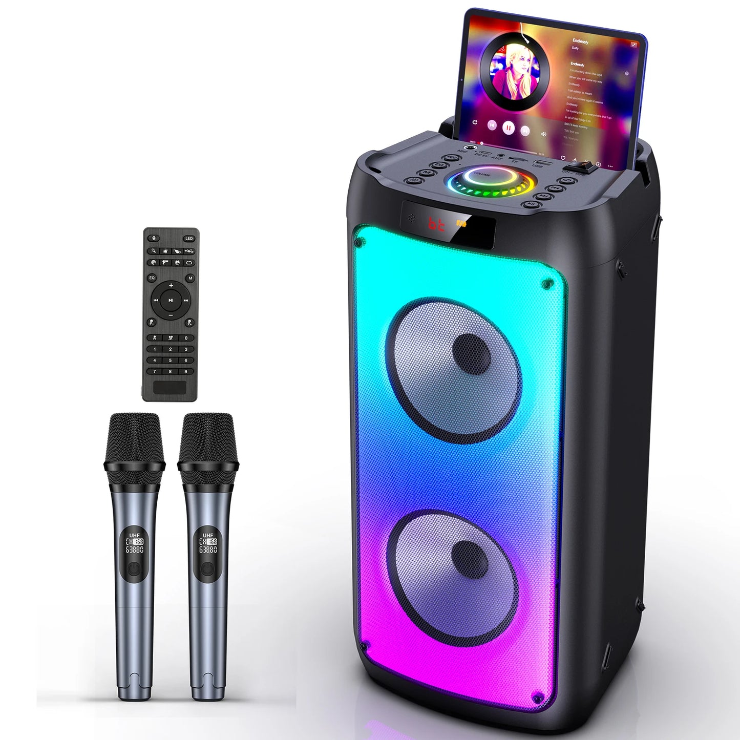 FanFun Wireless Bluetooth Karaoke Speaker With 2 Microphones And Lights