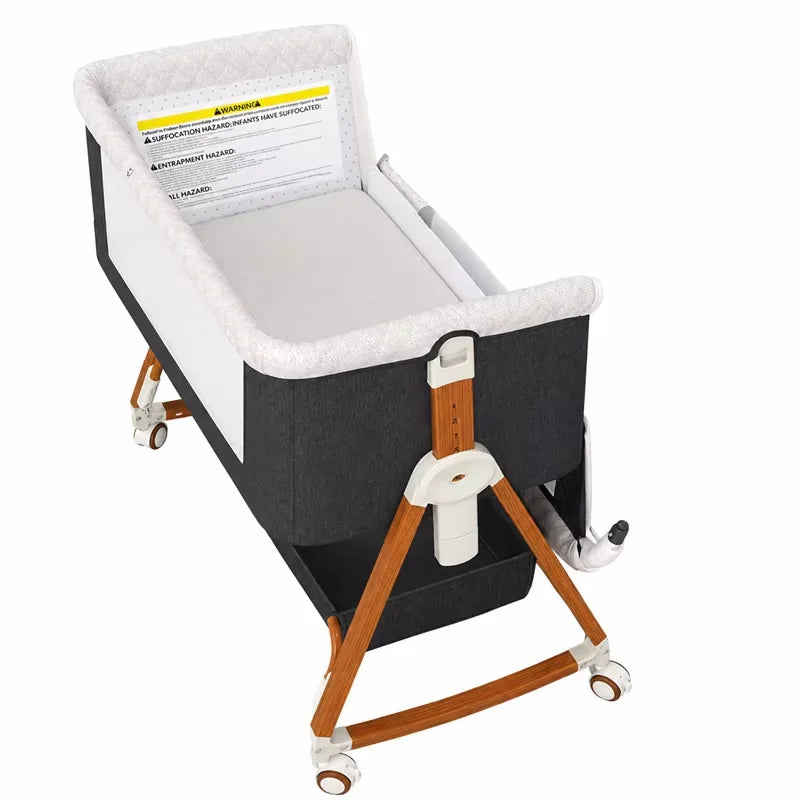 Baby Bassinet Bedside Crib 3 In 1 Foldable Rocking Wheels