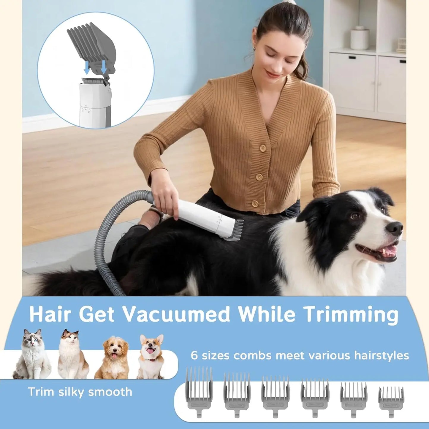 Dog Grooming Vacuum Kit 7 In 1 Deshedding Tools Pet