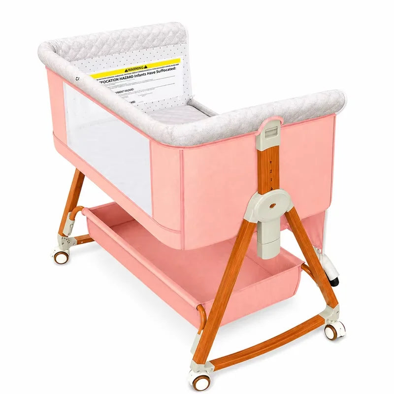 Baby Bassinet Bedside Crib 3 In 1 Foldable Rocking Wheels