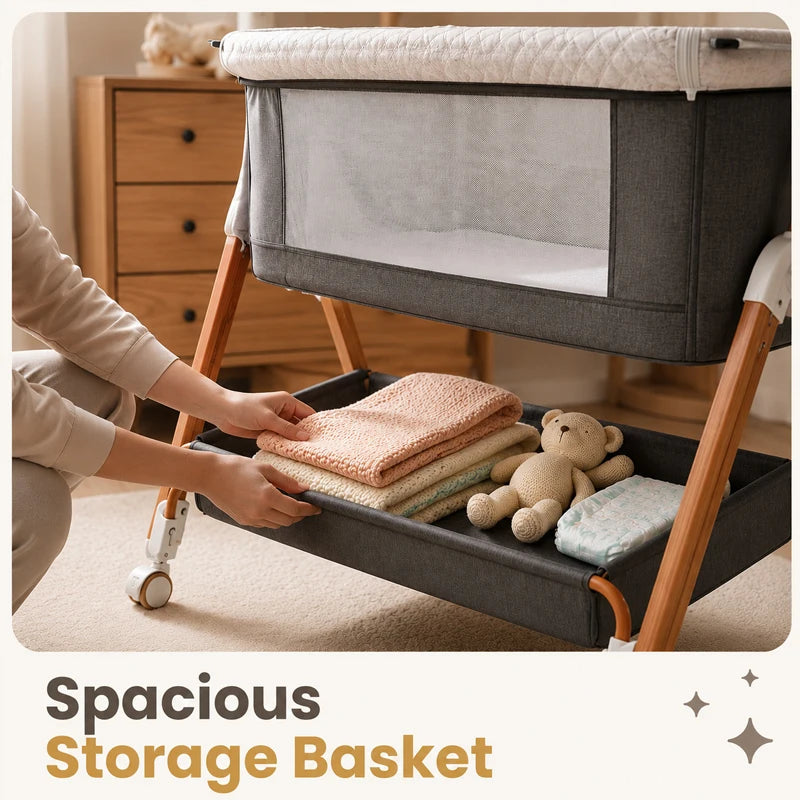 3-In-1 Baby Bassinet Bedside Sleeper With Diaper Changing Table