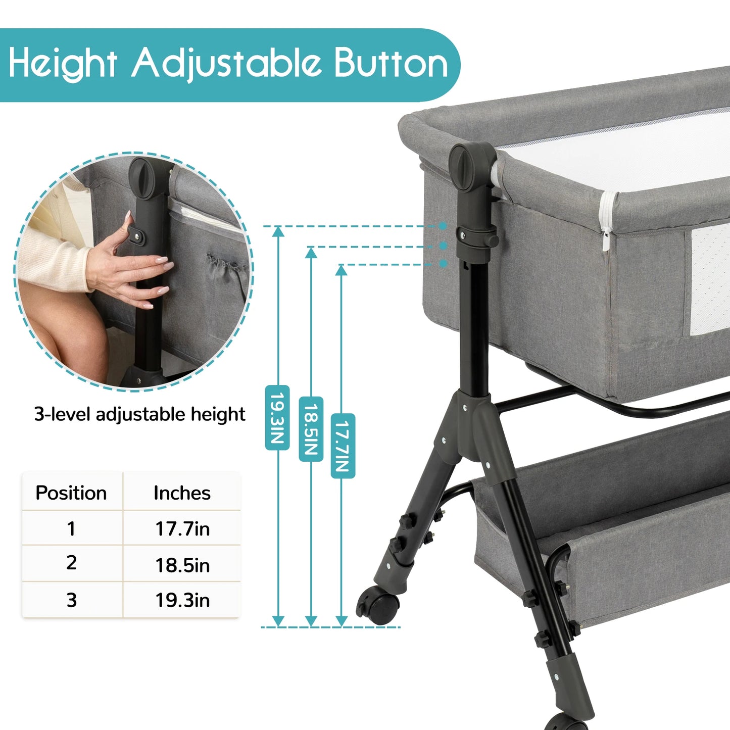 3 in 1 Baby Bassinet Bedside Sleeper Foldable Portable Cradle