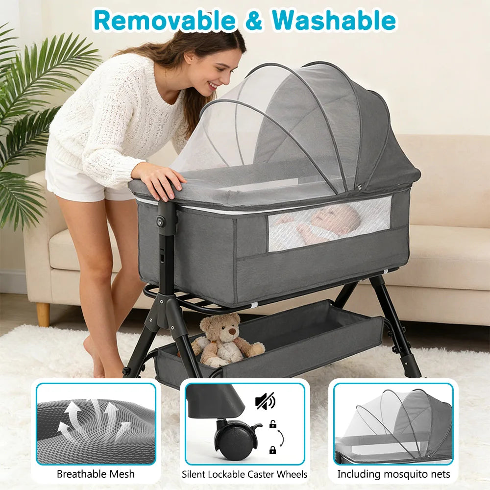 Portable 3 In 1 Baby Bassinet Bedside Sleeper Crib For Infants