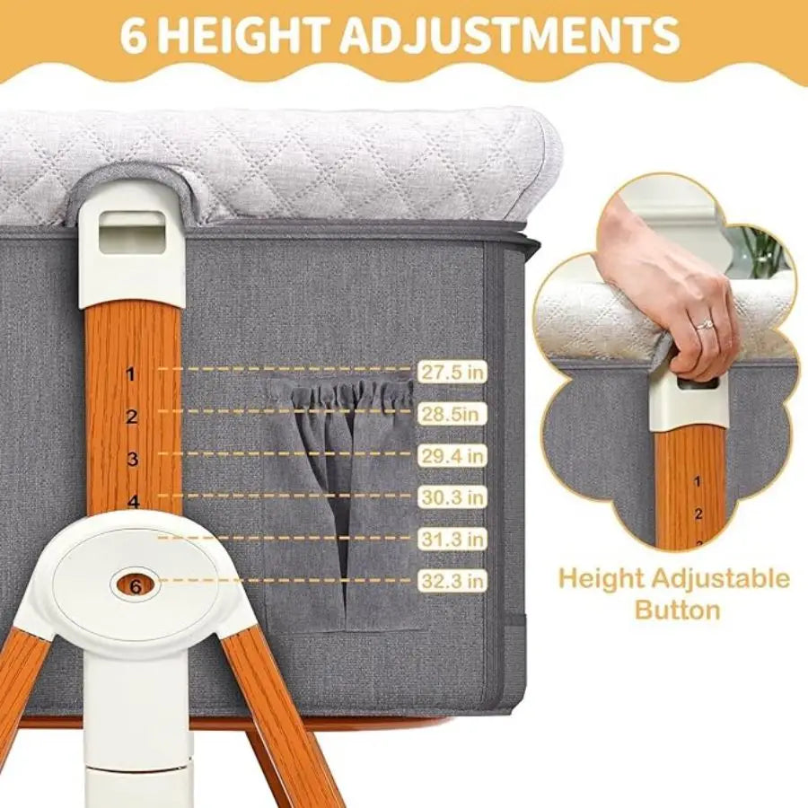 Baby Bassinet Bedside Crib 3 In 1 Foldable Rocking Wheels