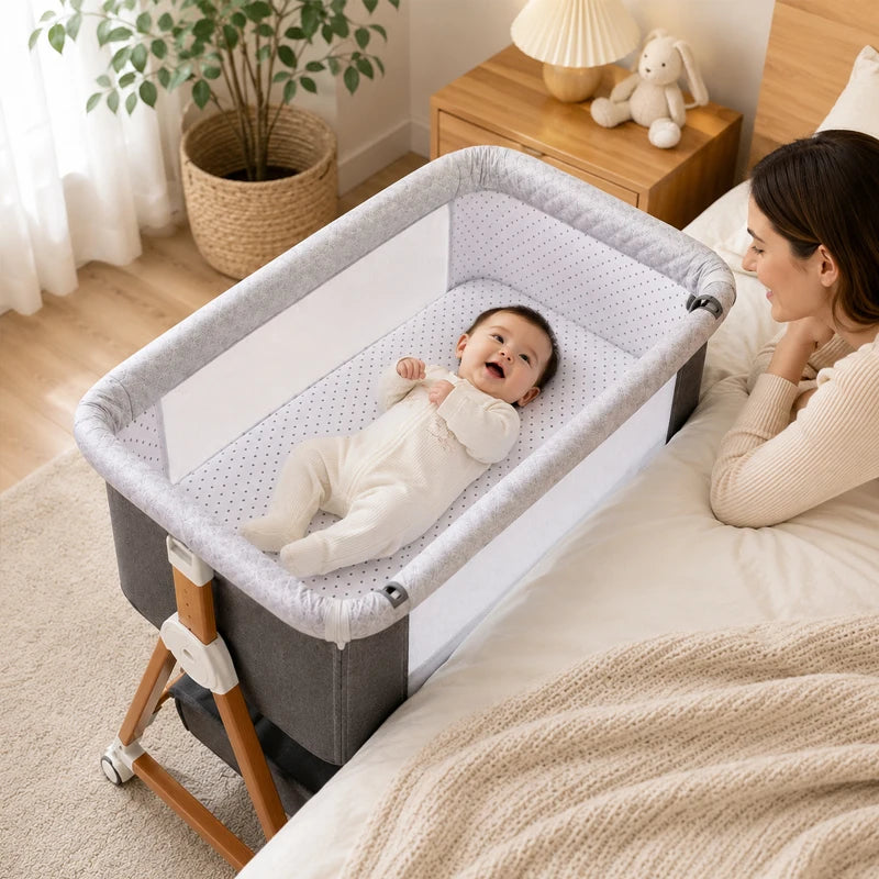 3-In-1 Baby Bassinet Bedside Sleeper With Diaper Changing Table