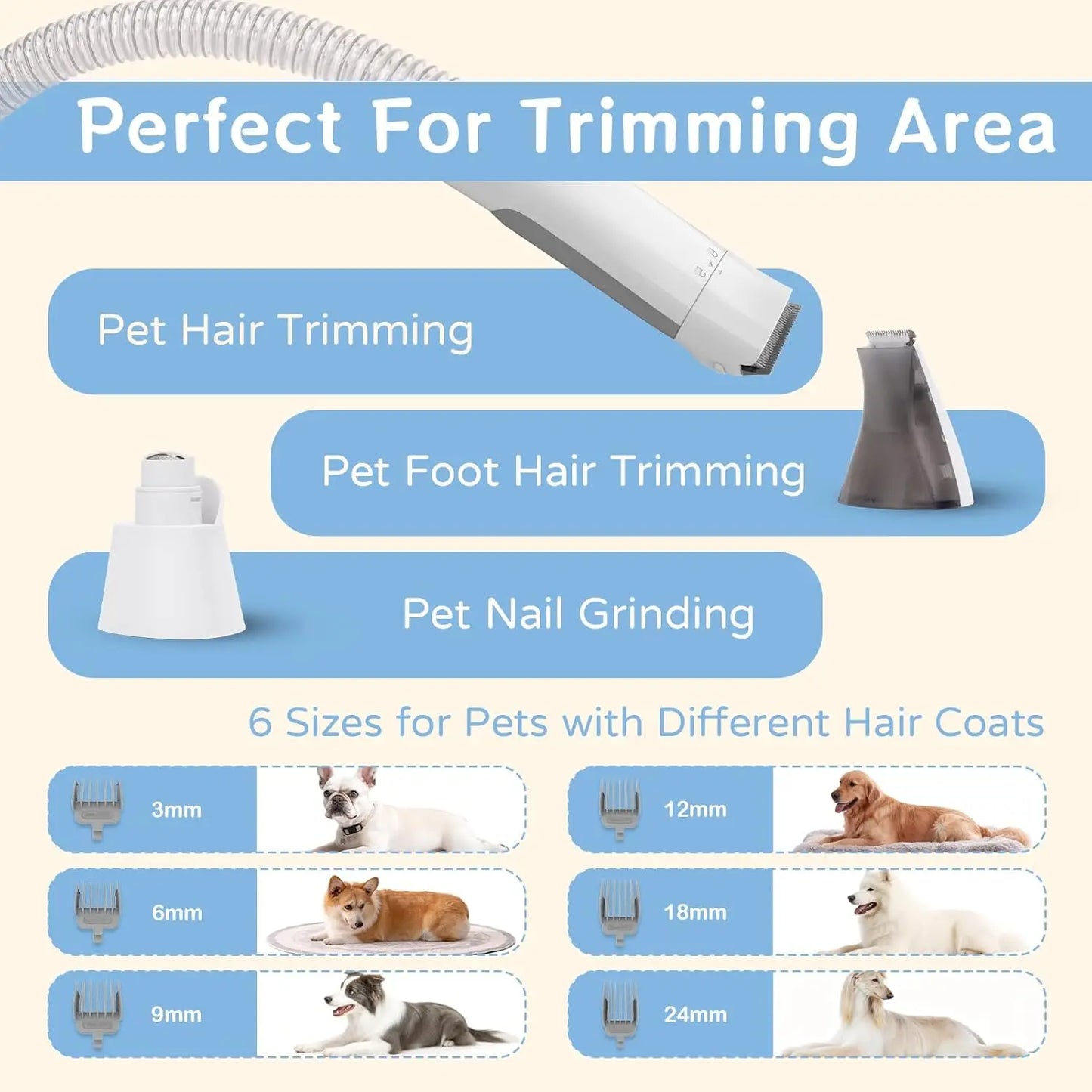 Dog Grooming Vacuum Kit 7 In 1 Deshedding Tools Pet