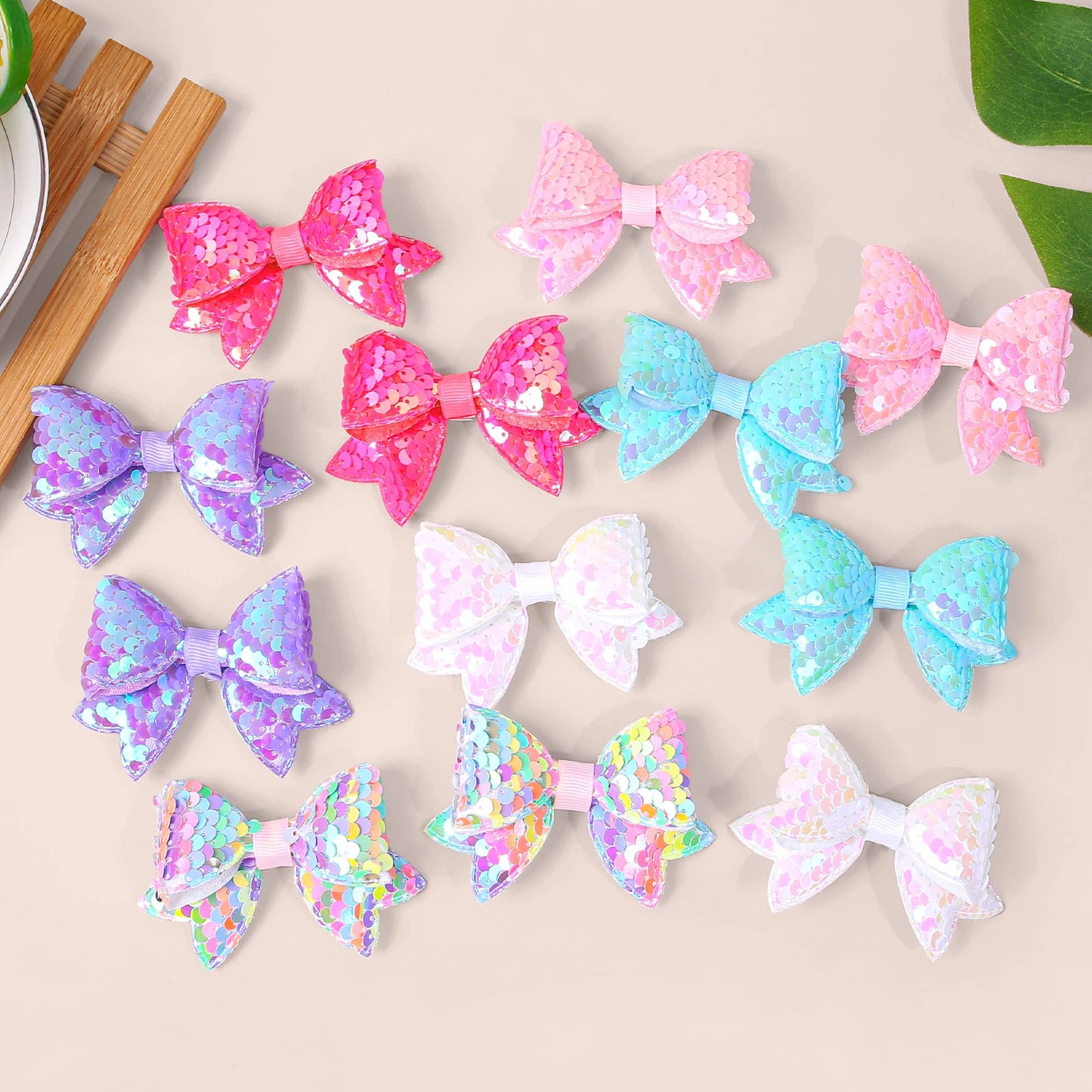 Sequin Hair Bows Clips For Girls Kids Hair Accessories
