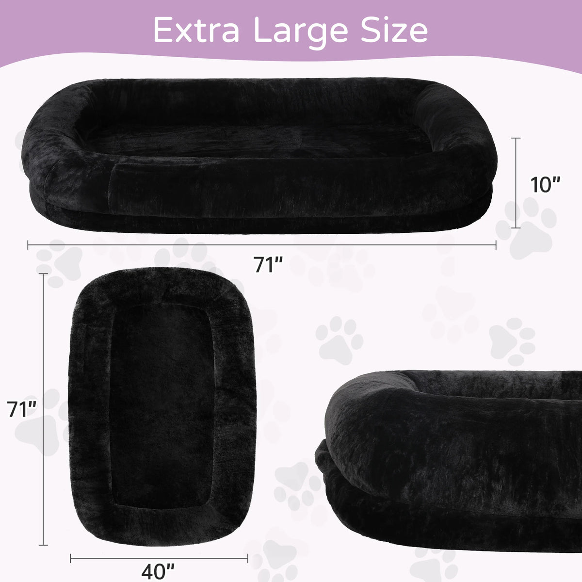 Orthopedic Human Dog Bed With Soft Removable Faux Fur Cover