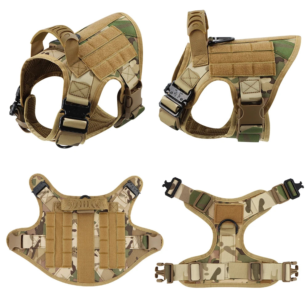 Nylon Tactical Dog Harness And Leash Set For Large Dogs