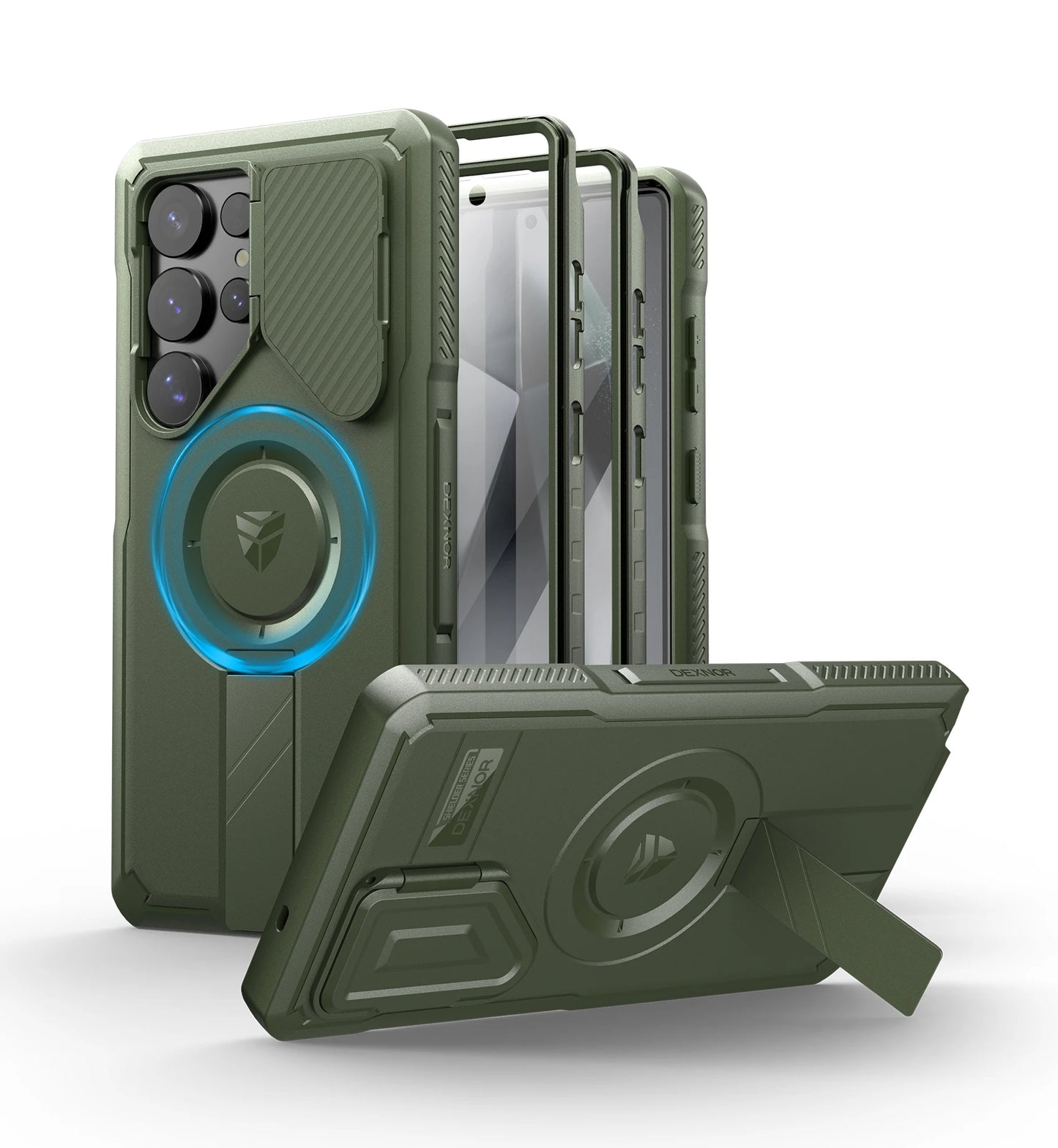 DEXNOR Galaxy S25 Ultra Rugged Case With Camera Cover Kickstand