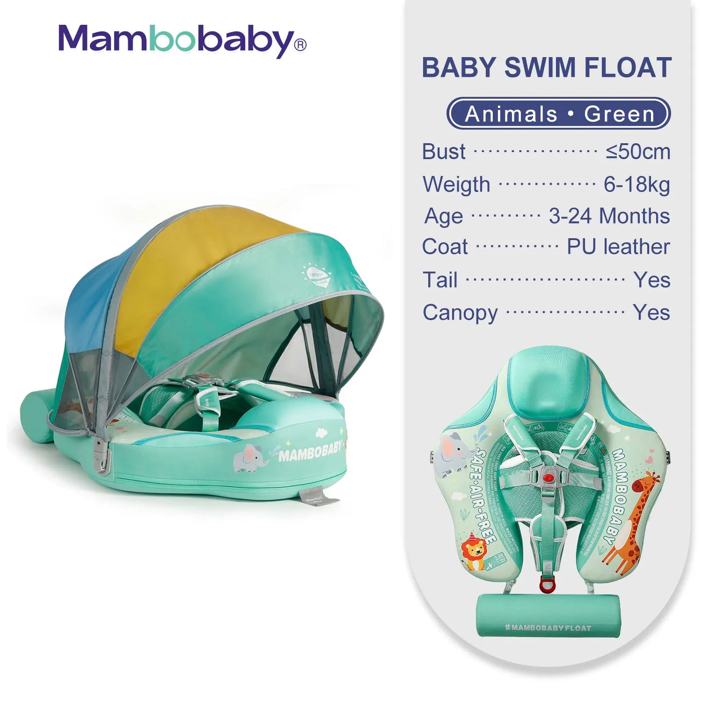 Mambobaby Animal Float Canopy Baby Swimming Buoy Water Trainer