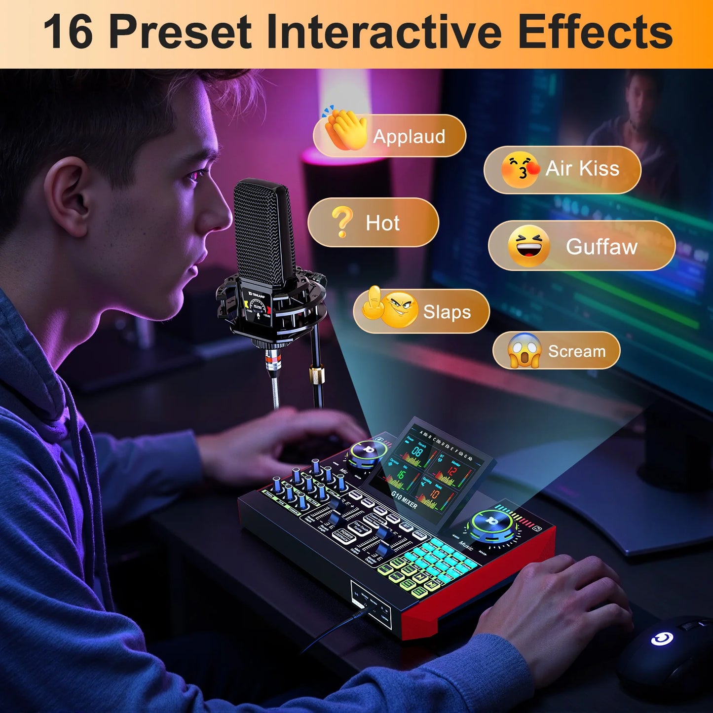 Tenlamp G10 PKPRO Podcast Mixer 6 Channel XLR Interface