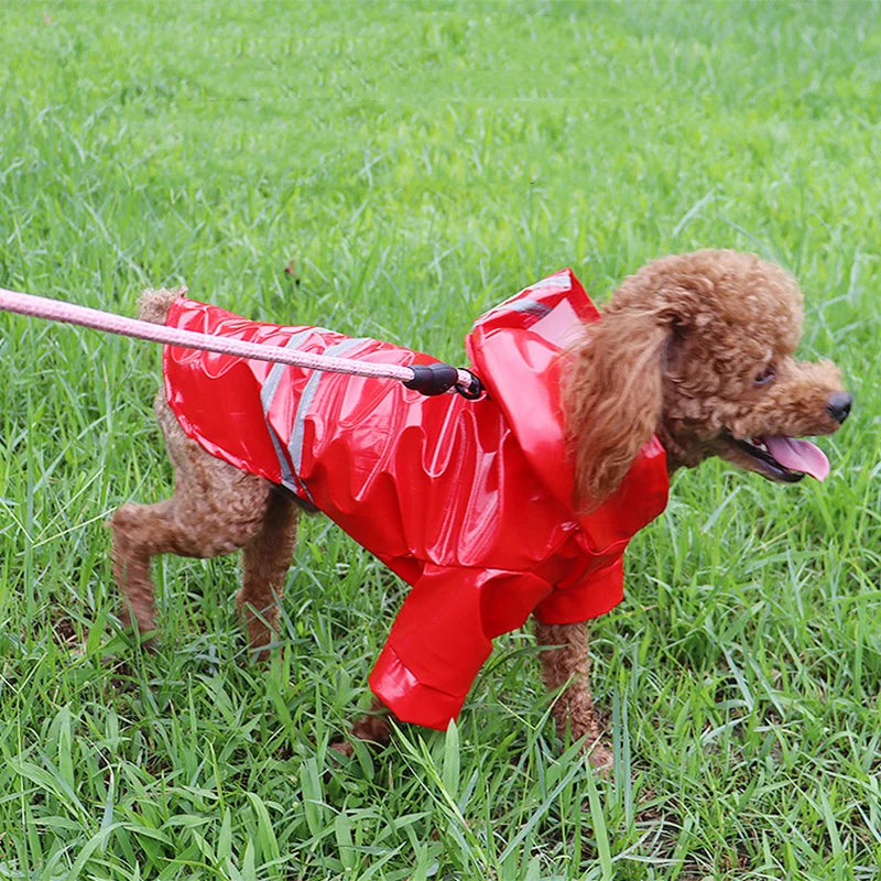 Waterproof Dog Raincoat Hooded For Pets PU Coated Material