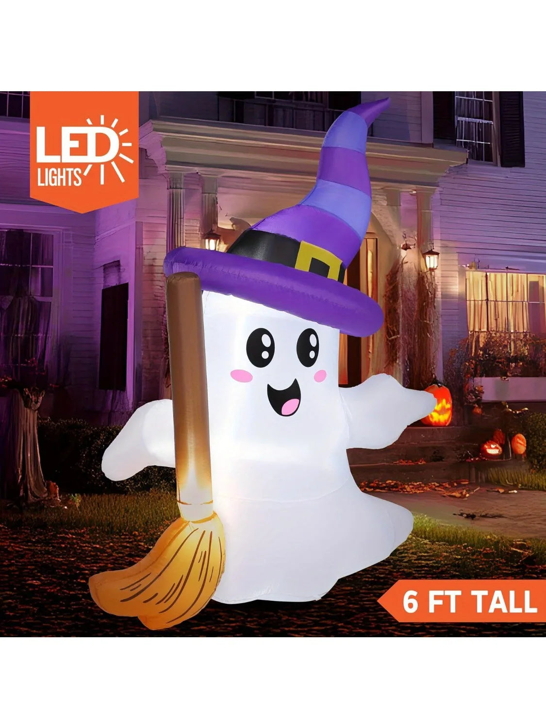 Halloween Ghost Inflatable Yard Decoration With LED Lights