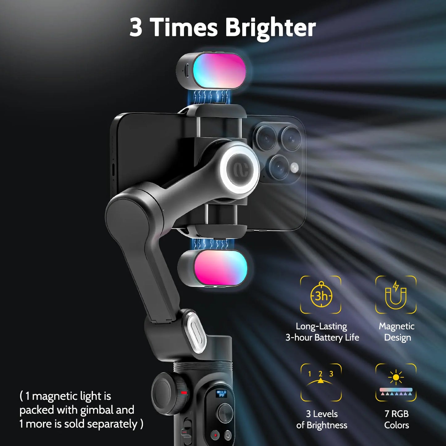 AOCHUAN X Pro 3Axis Smartphone Gimbal With RGB Fill Light