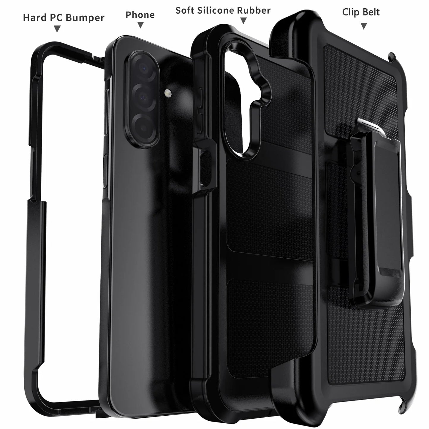 Galaxy Rugged Dual Layer Shockproof Phone Case With Clip