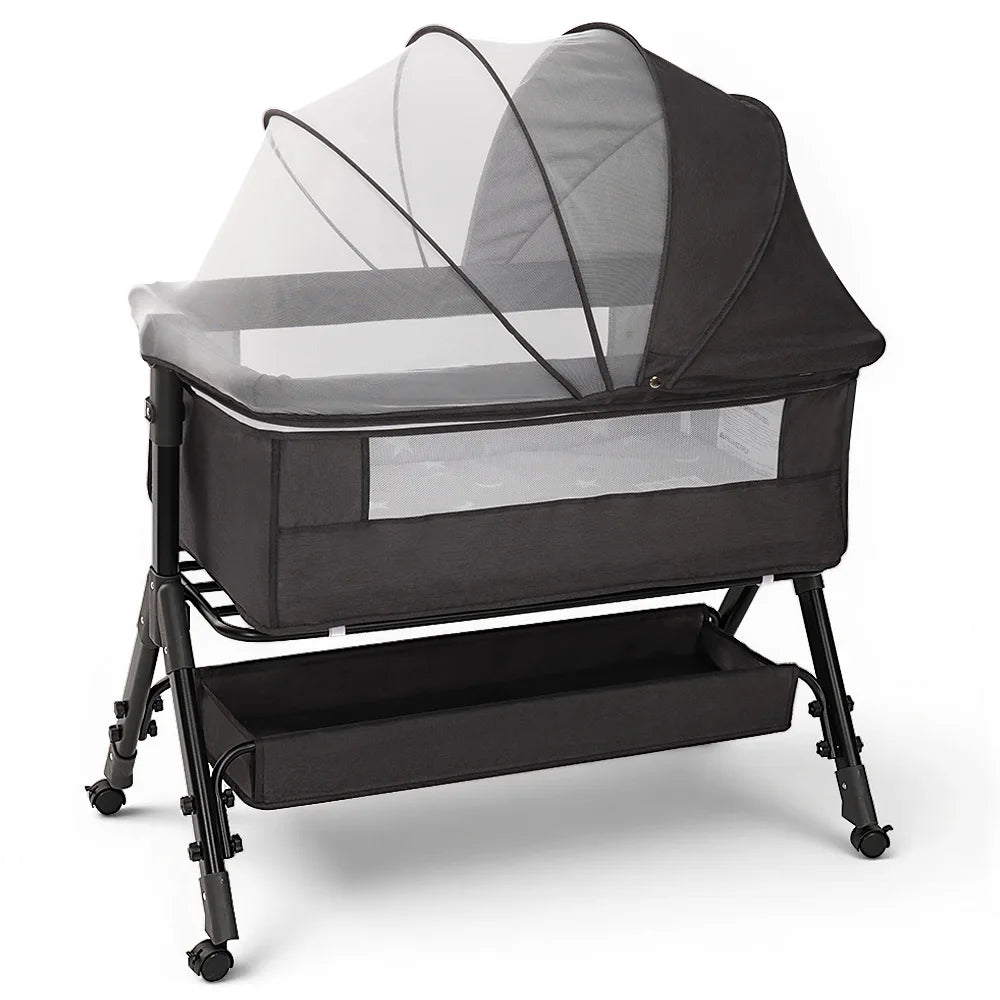 Baby Bassinet Bedside Sleeper Newborn Crib With 360 Mesh Window
