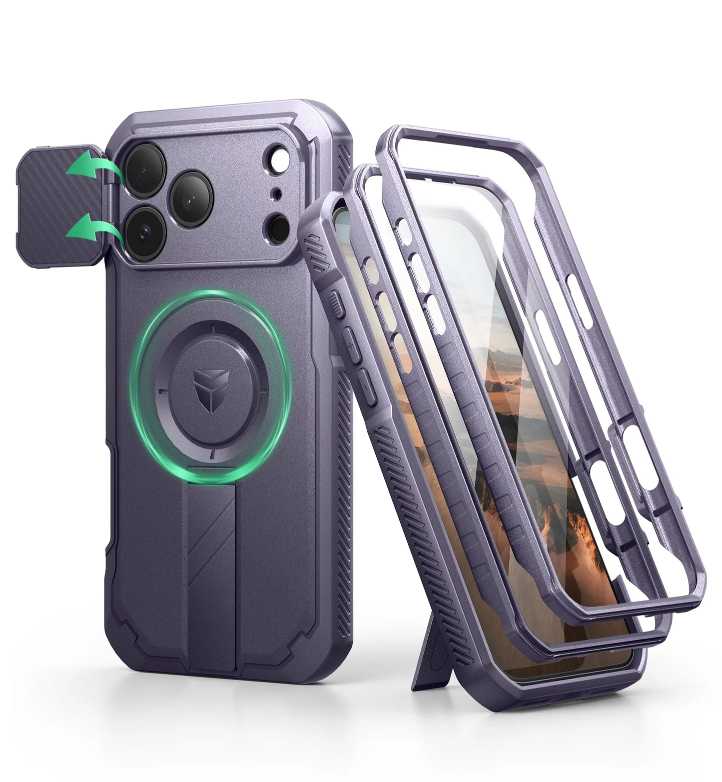 DEXNOR iPhone 17 Pro Max Case With Camera Cover And Kickstand MagSafe