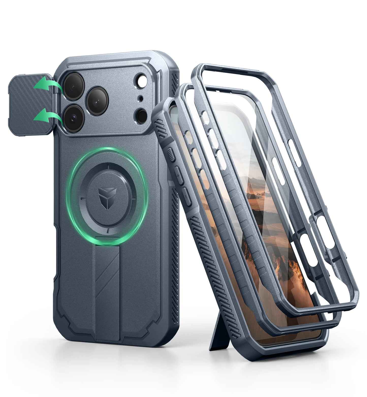 DEXNOR iPhone 17 Pro Max Case With Camera Cover And Kickstand MagSafe
