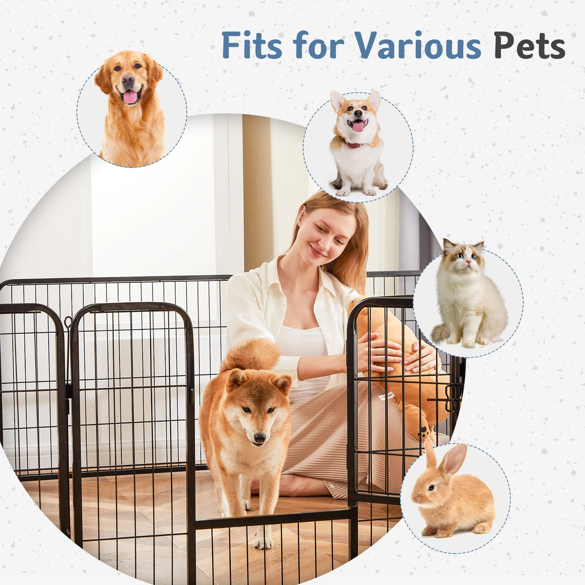 JHK Metal Dog Playpen Foldable Pet Exercise Fence Outdoor