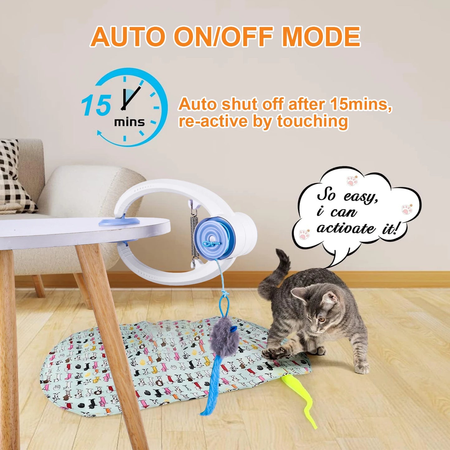 Electronic Self Play Door Hanging Cat Toy With Catnip Mice