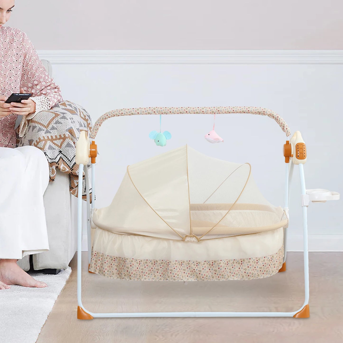 Electric Baby Cradle Foldable With Music Swing And Mosquito Net