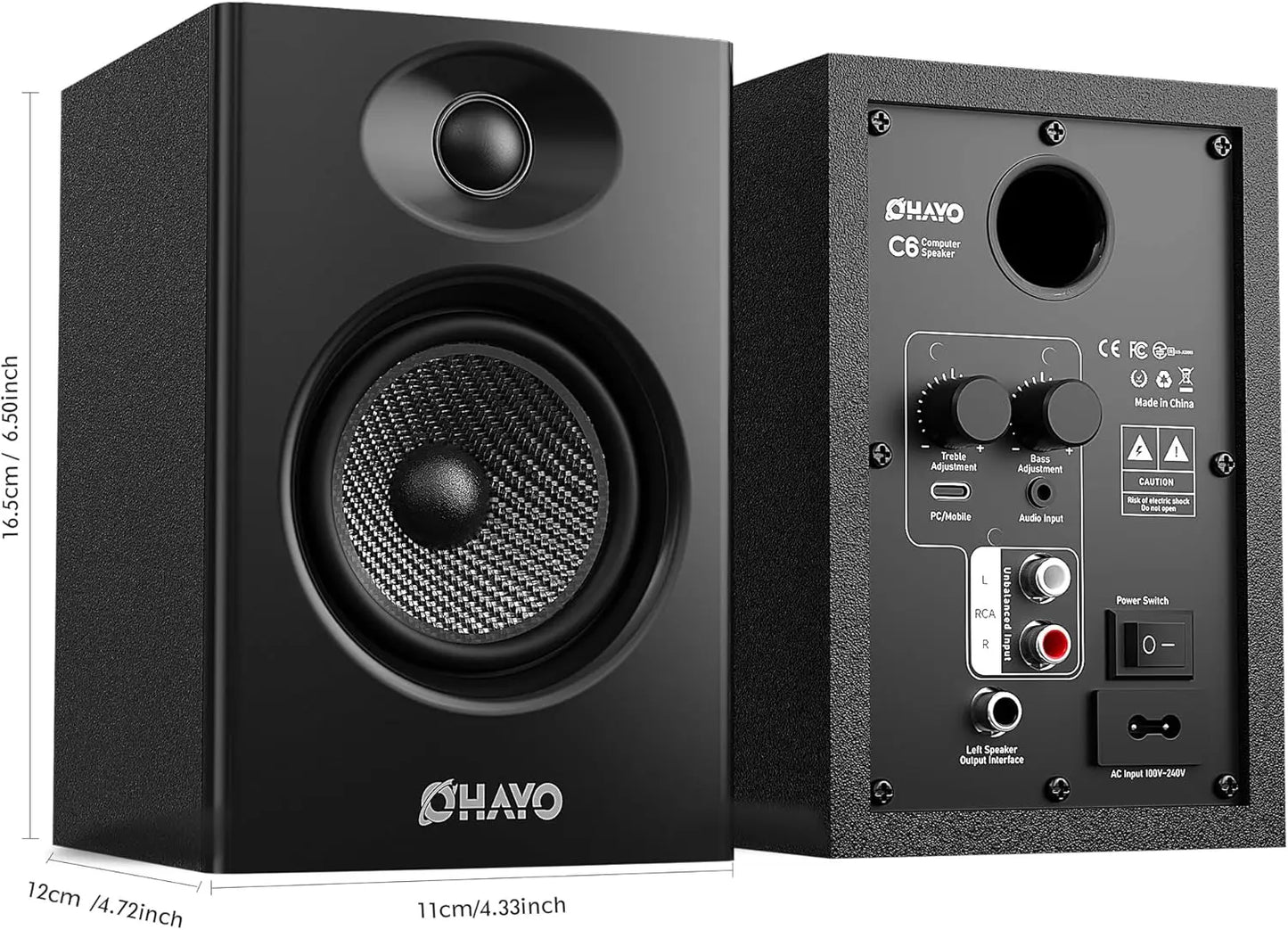 OHAYO Active Bluetooth 5.3 Bookshelf Speakers 60W For PC