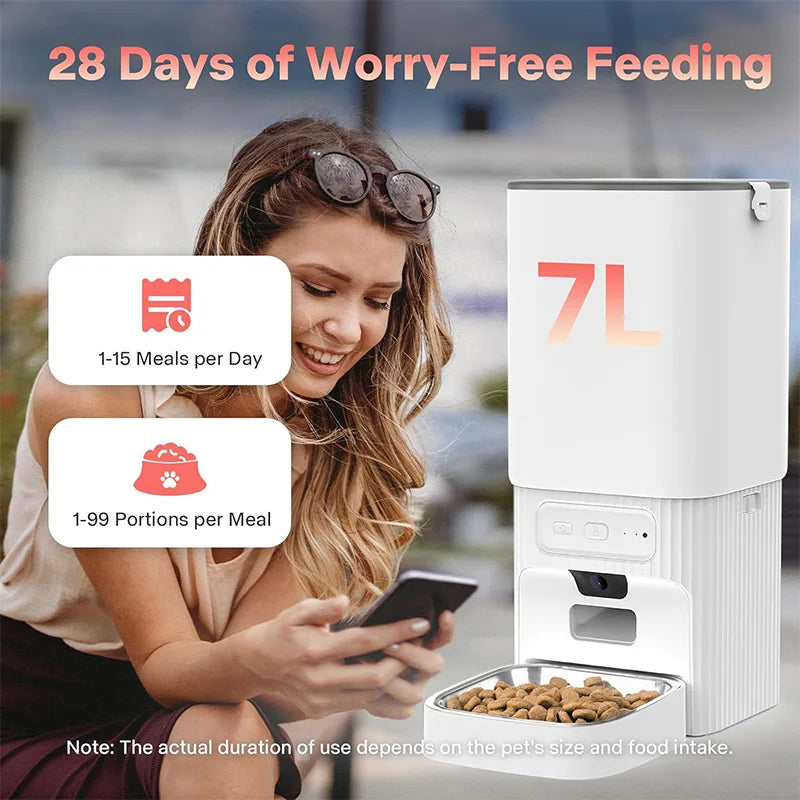 Nityers 7L Smart Automatic Pet Feeder With HD Camera Tuya App Control