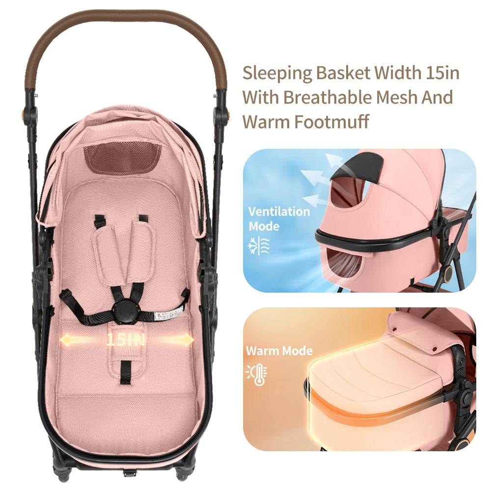 B.childhood 2 In 1 Baby Stroller Pram Foldable Adjustable Canopy
