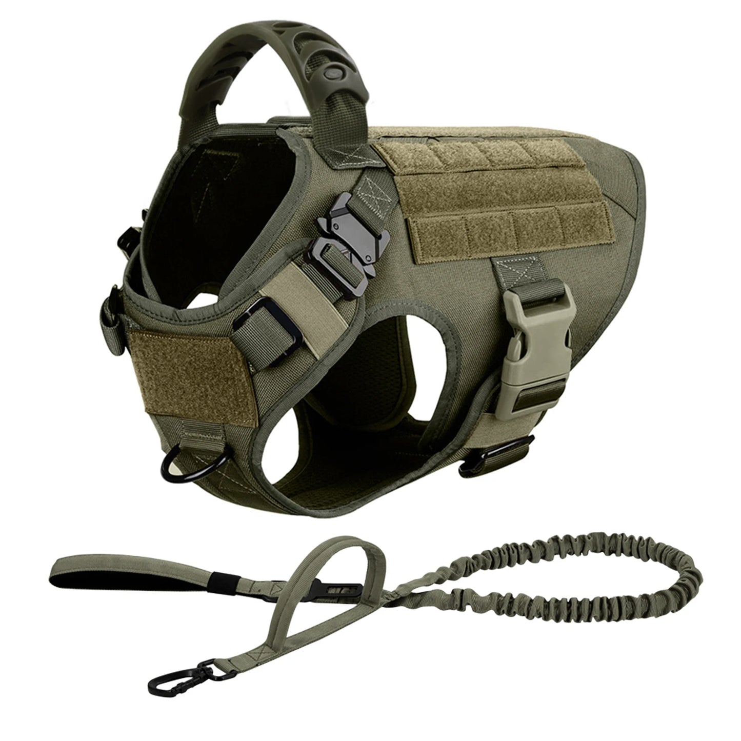 Nylon Tactical Dog Harness And Leash Set For Large Dogs