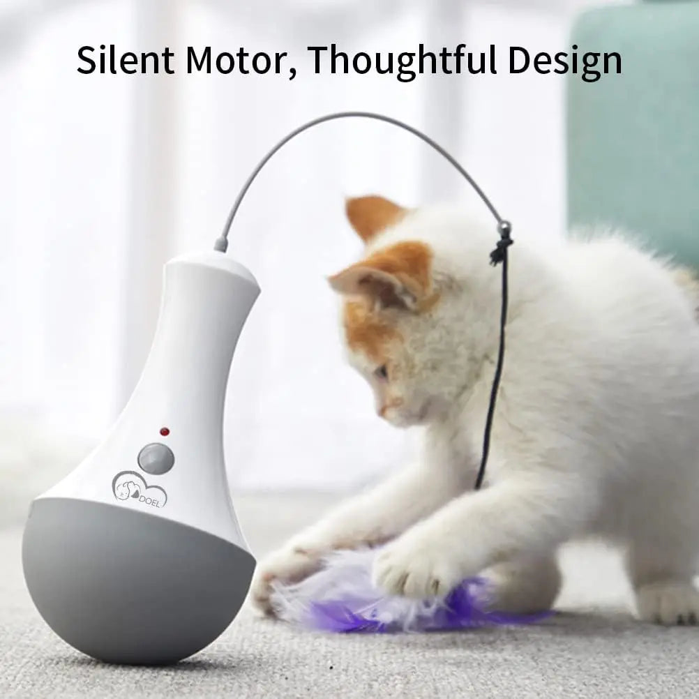 Cat Feather Toy Teaser With 360 Degree Rotation For Indoor Play