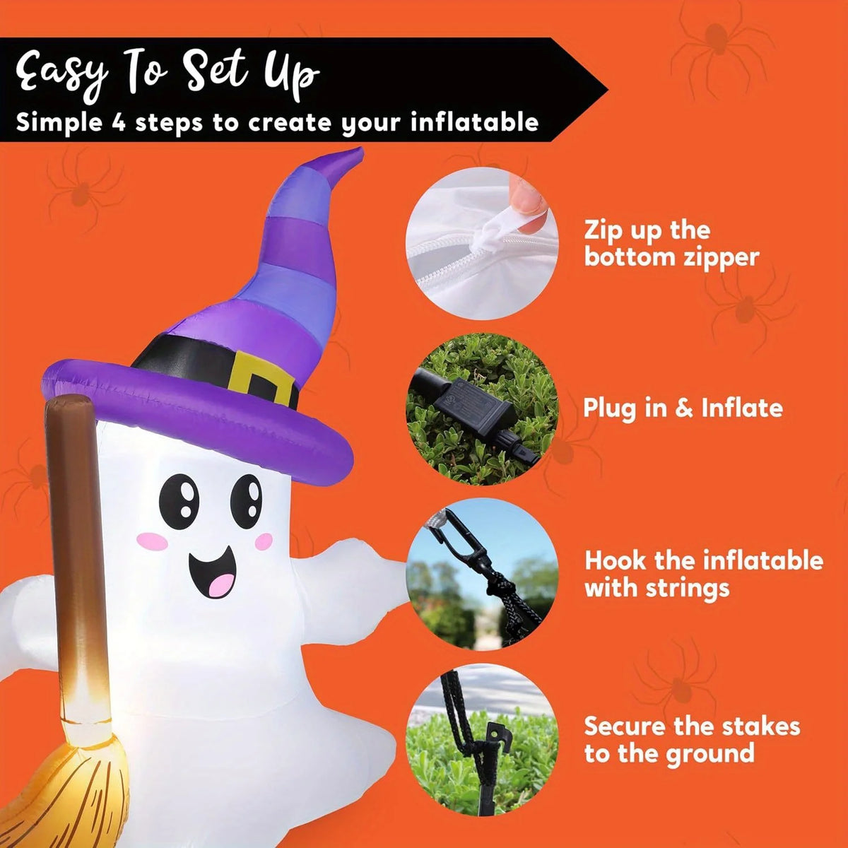 Halloween Ghost Inflatable Yard Decoration With LED Lights