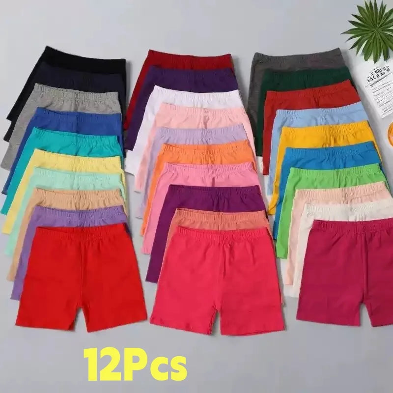 Girls Summer Safety Leggings Set 12 Pieces Elastic Waist Shorts