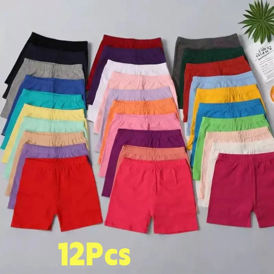Girls Summer Safety Leggings Set 12 Pieces Elastic Waist Shorts
