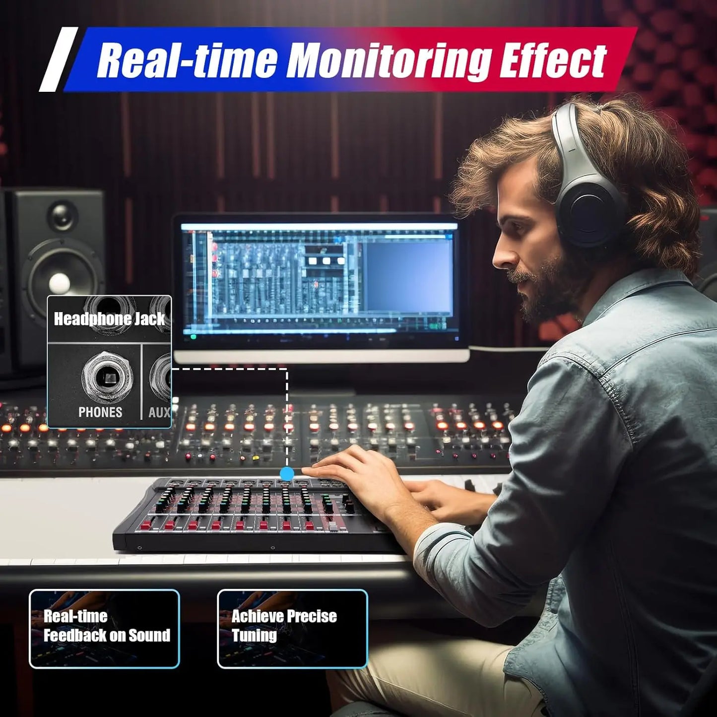 8 Channel Bluetooth USB Audio Mixer GDAE10 Live Studio Console