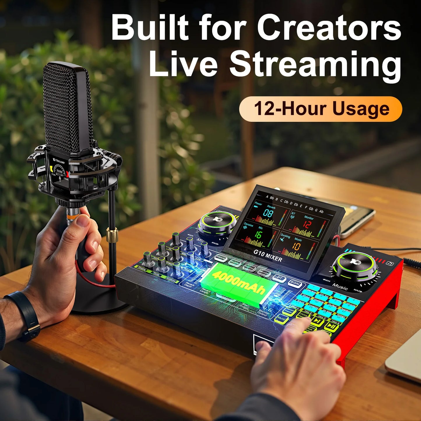 Tenlamp G10 PKPRO Podcast Mixer 6 Channel XLR Interface