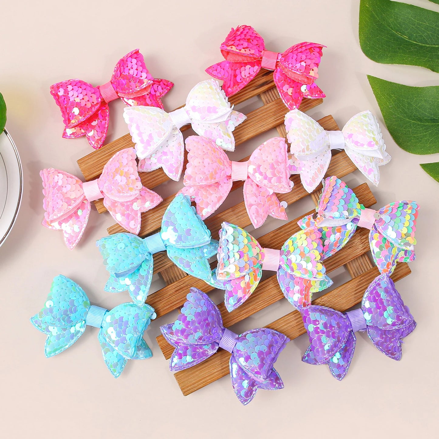 Sequin Hair Bows Clips For Girls Kids Hair Accessories