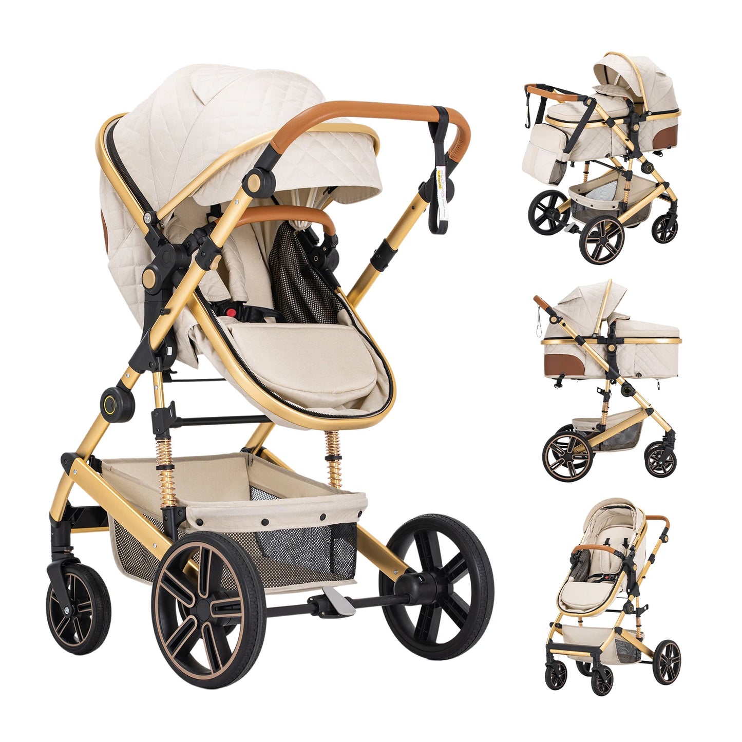 2 In 1 Baby Stroller Foldable Lightweight Reversible Bassinet Pram