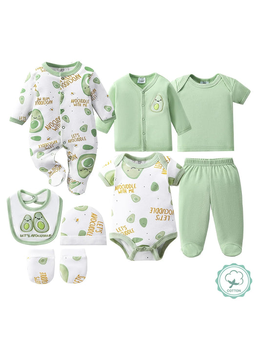 Newborn 100 Percent Cotton Baby Set With Bodysuits Romper Hat