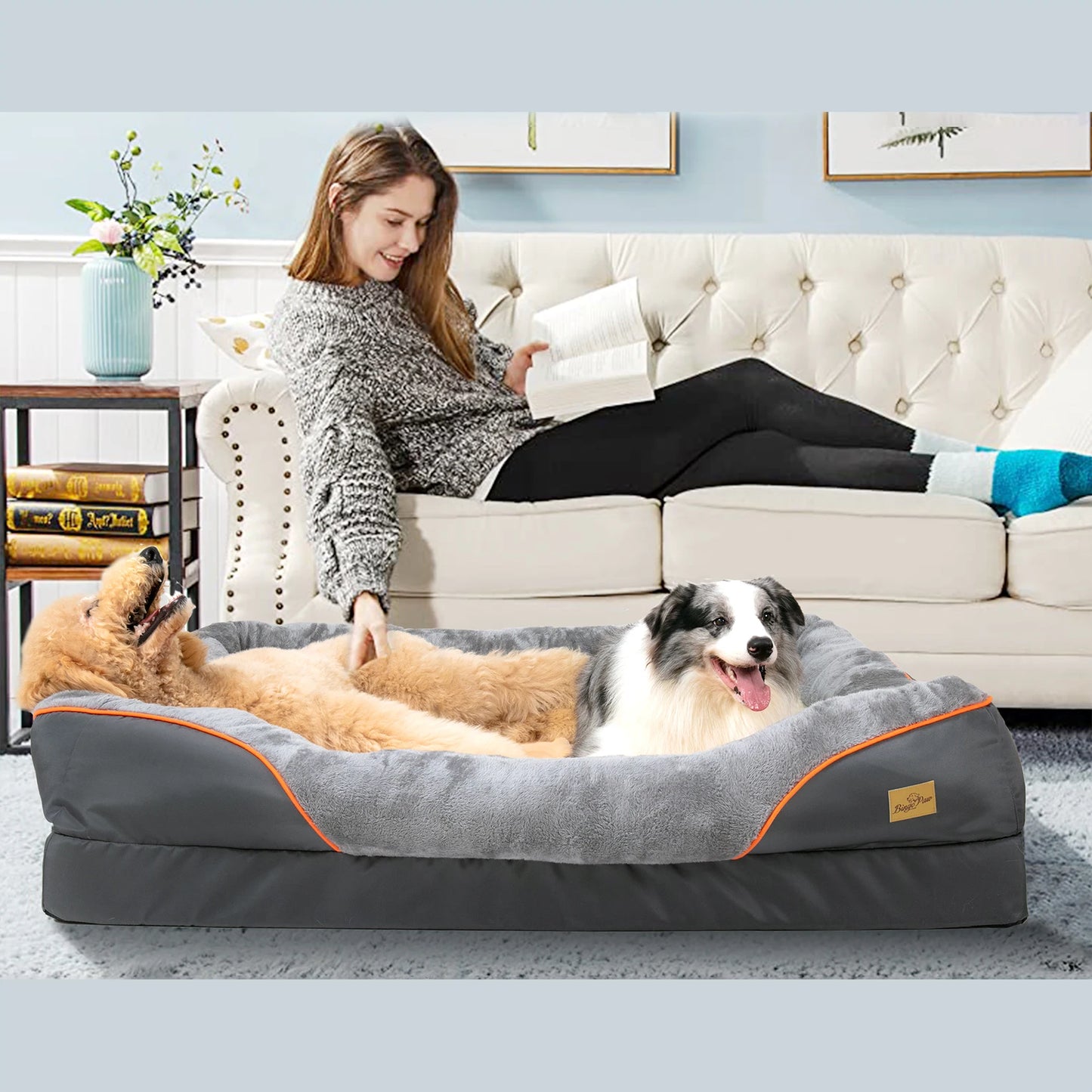 Bingopaw Anti Allergy Warm Fleece Dog Bed With Waterproof Removable Cover