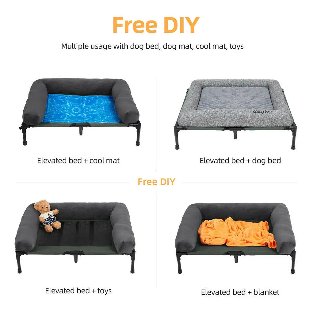 BINGOPAW Elevated Dog Bed With Detachable Plush Bolster