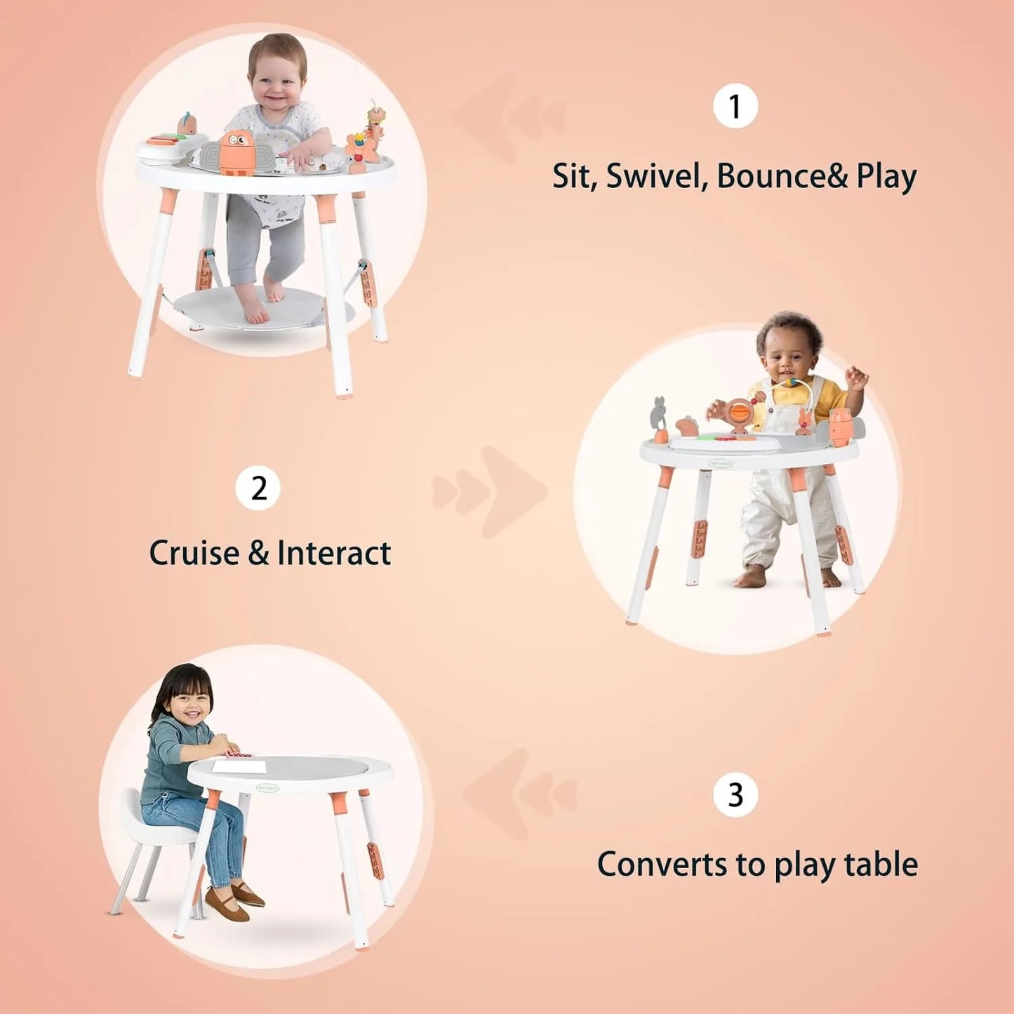 Ubravoo 3 In 1 Baby Activity Center With Detachable Toys