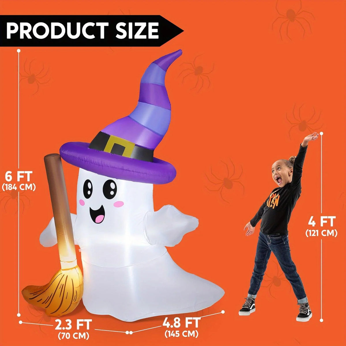 Halloween Ghost Inflatable Yard Decoration With LED Lights