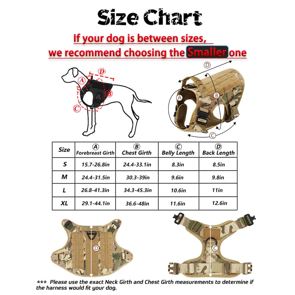 Nylon Tactical Dog Harness And Leash Set For Large Dogs