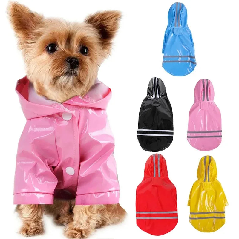 Waterproof Dog Raincoat Hooded For Pets PU Coated Material